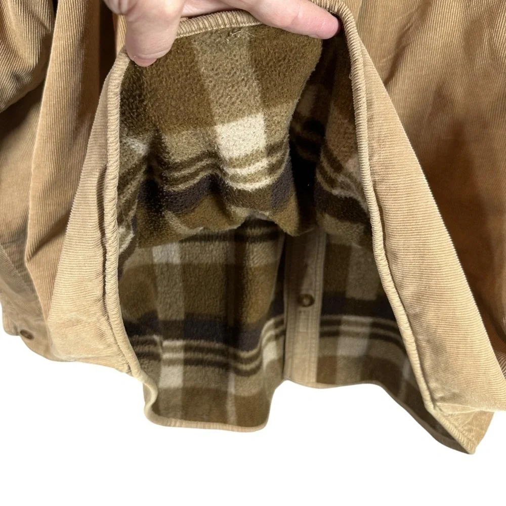 LEVI'S Men's Medium Tan Corduroy Blanket Lined Shacket Jacket Button Down - Picture 4 of 8